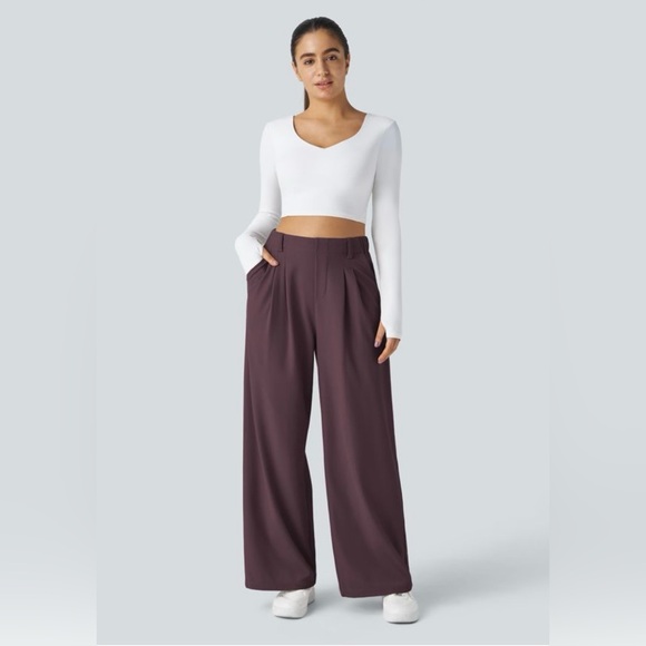 HALARA Pants - Halara Flex High Waisted Pocket Wide Leg Waffle Work Pants, Size M Medium